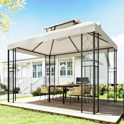 Outsunny Teto de Substituição para Pérgula 4x3 m com Teto Duplo, 10 Orifícios de Drenagem e Proteção UV, APENAS Toldo de Substituição, Cor Creme