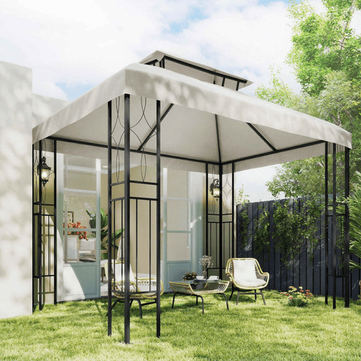 Outsunny Teto de Substituição para Pérgula 4x3 m com Teto Duplo, 10 Orifícios de Drenagem e Proteção UV, APENAS Toldo de Substituição, Cor Creme