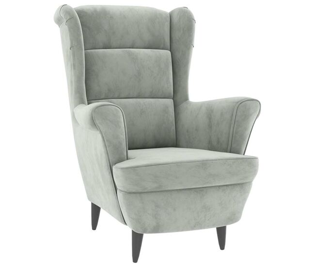 Sillón reina respaldo alto con reposabrazos gris claro 100x74x84 cm