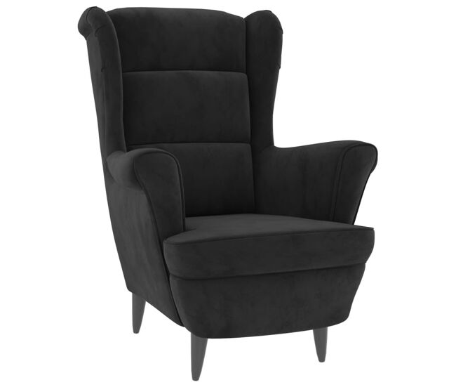 Sillón reina respaldo alto con reposabrazos negro 100x74x84 cm