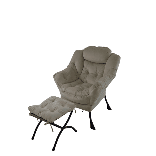 Poltrona com apoio para os pés 72x80 cm - Relax com braços, bolso lateral e apoio para os pés - Cinza