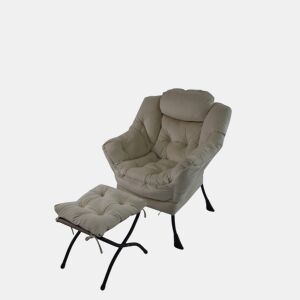 Poltrona com apoio para os pés 72x80 cm - Relax com braços, bolso lateral e apoio para os pés - Cinza