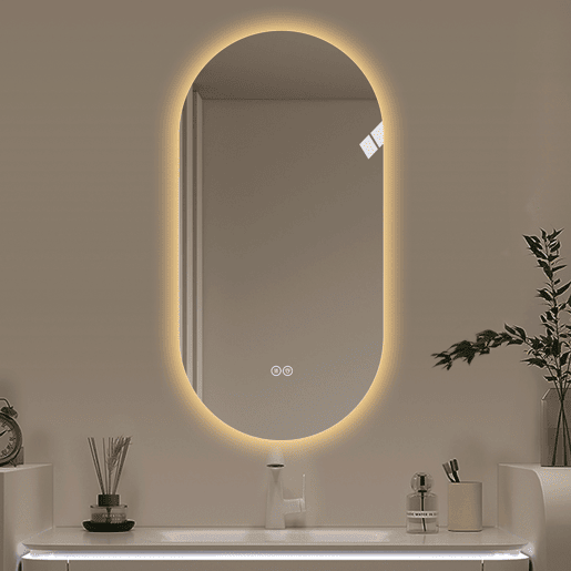 Espelho de casa de banho 60x120 cm - LED tátil, antiembaciamento, montagem na parede - Prateado