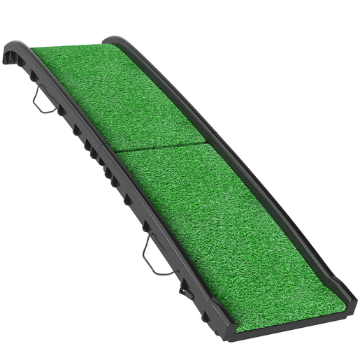 PawHut Rampa para Cães com Relva Artificial 155 cm Rampa Dobrável com Pega Ângulo Ajustável Antiderrapante, para Todas as Raças para Cama Sofá, Verde PawHut Rampa para Cães com Relva Artificial 155 cm Rampa Dobrável com Pega Ângulo Ajustável Antiderrapante, para Todas as Raças para Cama Sofá, Verde