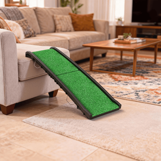 PawHut Rampa para Cães com Relva Artificial 155 cm Rampa Dobrável com Pega Ângulo Ajustável Antiderrapante, para Todas as Raças para Cama Sofá, Verde PawHut Rampa para Cães com Relva Artificial 155 cm Rampa Dobrável com Pega Ângulo Ajustável Antiderrapante, para Todas as Raças para Cama Sofá, Verde