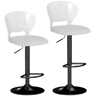 HOMCOM Conjunto de 2 Bancos Altos de Cozinha Giratórios a 360° Bancos de Bar Reguláveis em Altura de 84-105 cm Encosto Oco Apoio para os Pés para Sala de Jantar Balcão 40,5x43x84-105 cm Branco