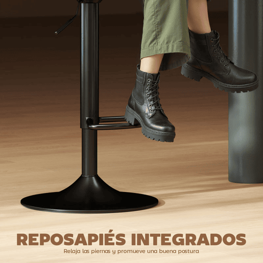 HOMCOM Conjunto de 2 Bancos Altos de Cozinha Giratórios a 360° Bancos de Bar Reguláveis em Altura de 84-105 cm Encosto Oco Apoio para os Pés para Sala de Jantar Balcão 40,5x43x84-105 cm Branco