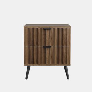 Mesa de cabeceira 45x40x53 cm - Moderna com 2 gavetas - Nogueira