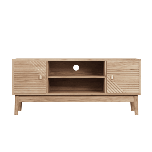 Móvel para TV 110 cm - Estilo Mid-Century, com arrumação, para TV 32-45 - Carvalho