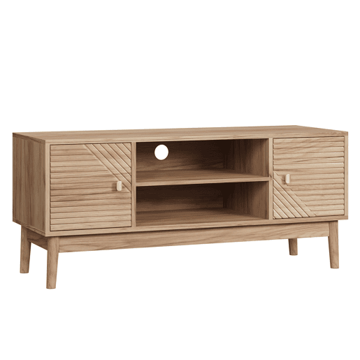 Móvel para TV 110 cm - Estilo Mid-Century, com arrumação, para TV 32-45 - Carvalho