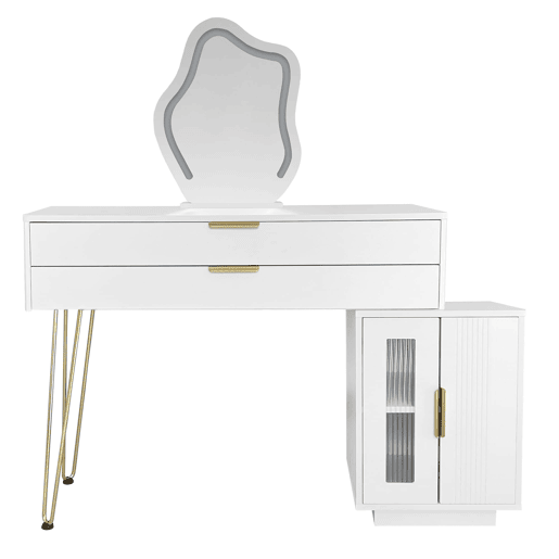 Tocador LED 100x40x78 cm - Design moderno extensível para quarto - Branco