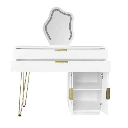 Tocador LED 100x40x78 cm - Design moderno extensível para quarto - Branco