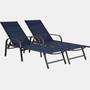 Conjunto de 2 espreguiçadeiras metálicas Farniente - Azul meia-noite