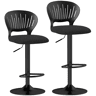 HOMCOM Conjunto de 2 Bancos Altos de Cozinha Giratórios a 360° Bancos de Bar Reguláveis em Altura de 84-105 cm Encosto Oco Apoio para os Pés para Sala de Jantar Balcão 40,5x43x84-105 cm Preto