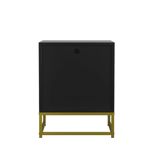 Mesa de cabeceira 43x40x55 cm - 1 gaveta e prateleira aberta - Preto e Natural