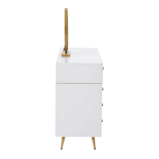Penteadeira 100x78x40 cm - LED, espelho, armário lateral ajustável, design removível - Branco Penteadeira 100x78x40 cm - LED, espelho, armário lateral ajustável, design removível - Branco