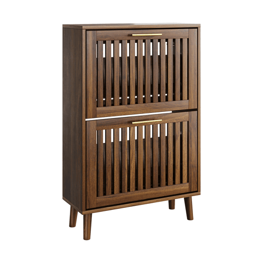 Sapateiro 60 cm - estilo medieval moderno, 2 gavetas rebatíveis - nogueira