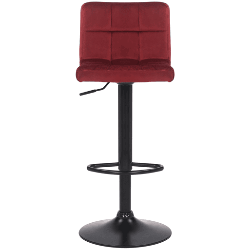 Conjunto de 2 banquetas de bar em veludo vermelho com costura decorativa e pés de metal preto 10_0004147