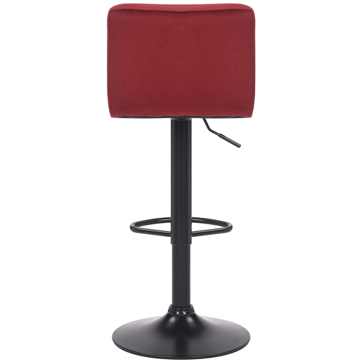 Conjunto de 2 banquetas de bar em veludo vermelho com costura decorativa e pés de metal preto 10_0004147