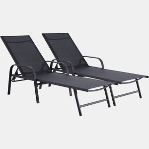Conjunto de 2 espreguiçadeiras metálicas Farniente - Preto