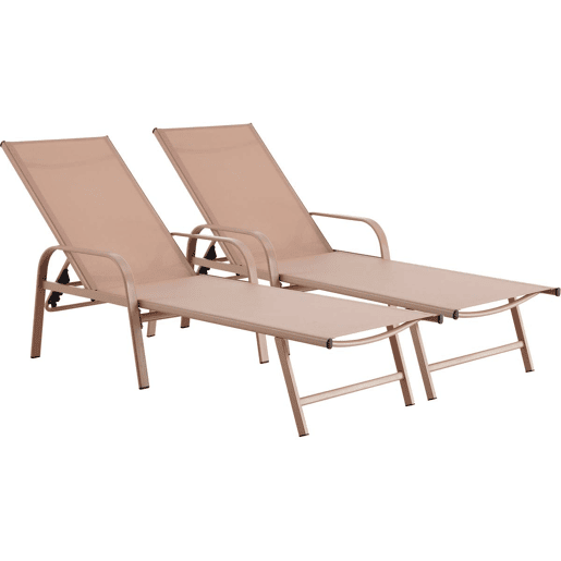 Conjunto de 2 espreguiçadeiras metálicas Farniente - Castanho