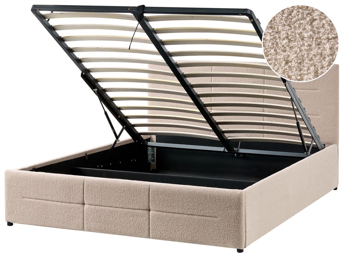 Beliani Cama matrimonial Bouclé Massognes 146x211 Beige