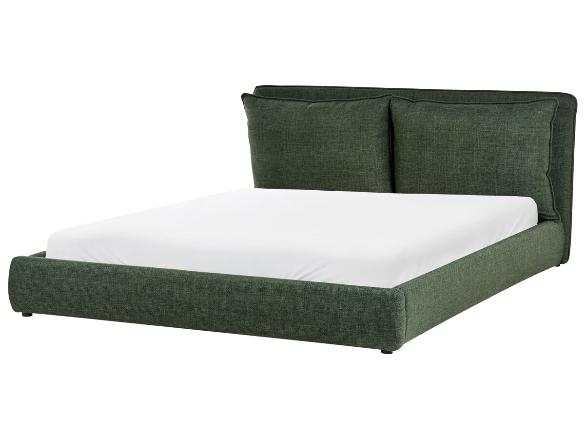 Beliani Cama de agua Tela Bajonna 200x235 Verde Oscuro