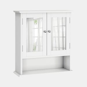 Armário de casa de banho com espelho - prateleira ajustável - branco