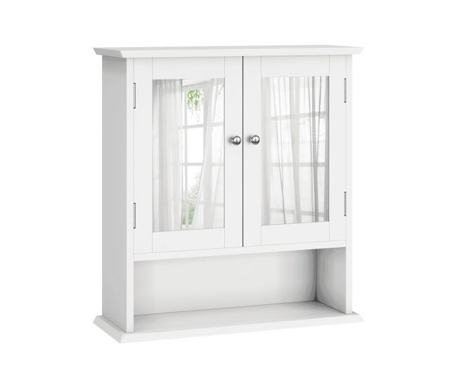 Armario baño con espejo - estante ajustable - blanco