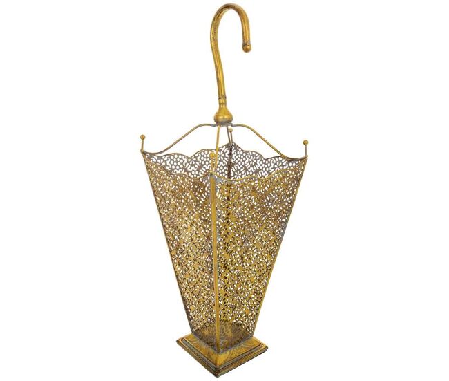 Paragüero de metal dorado 27.5x27.5x80h cm