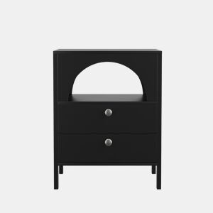 Mesa de cabeceira 45x40x58 cm - 2 gavetas e 1 prateleira aberta - Preto