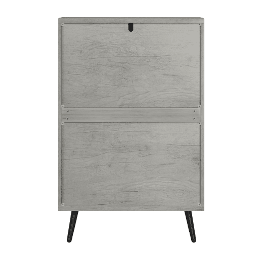 Sapateira oculta 60 cm - 2 gavetas rebatíveis, design ranhurado, para entrada e sala - Cinza