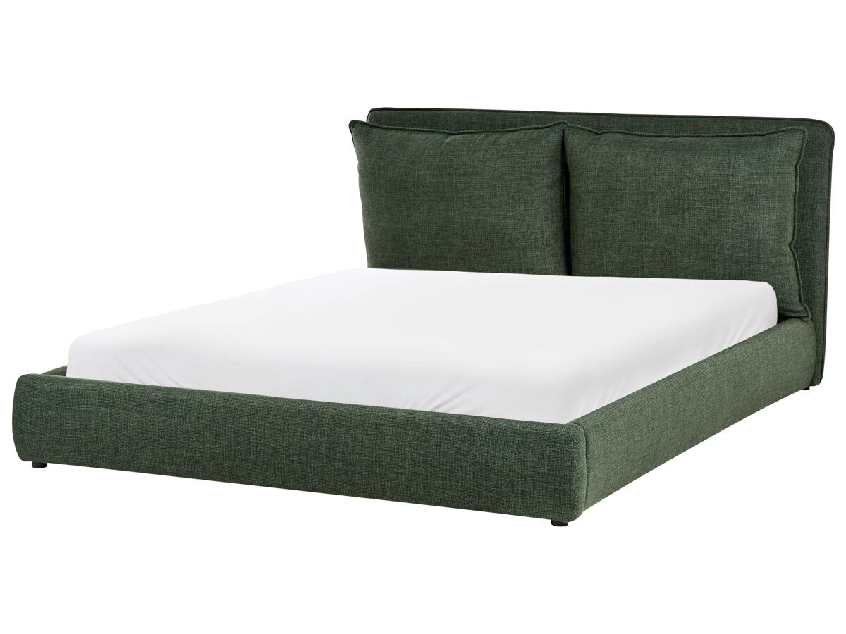 Beliani Cama matrimonial Tela Bajonna 180x235 Verde Oscuro