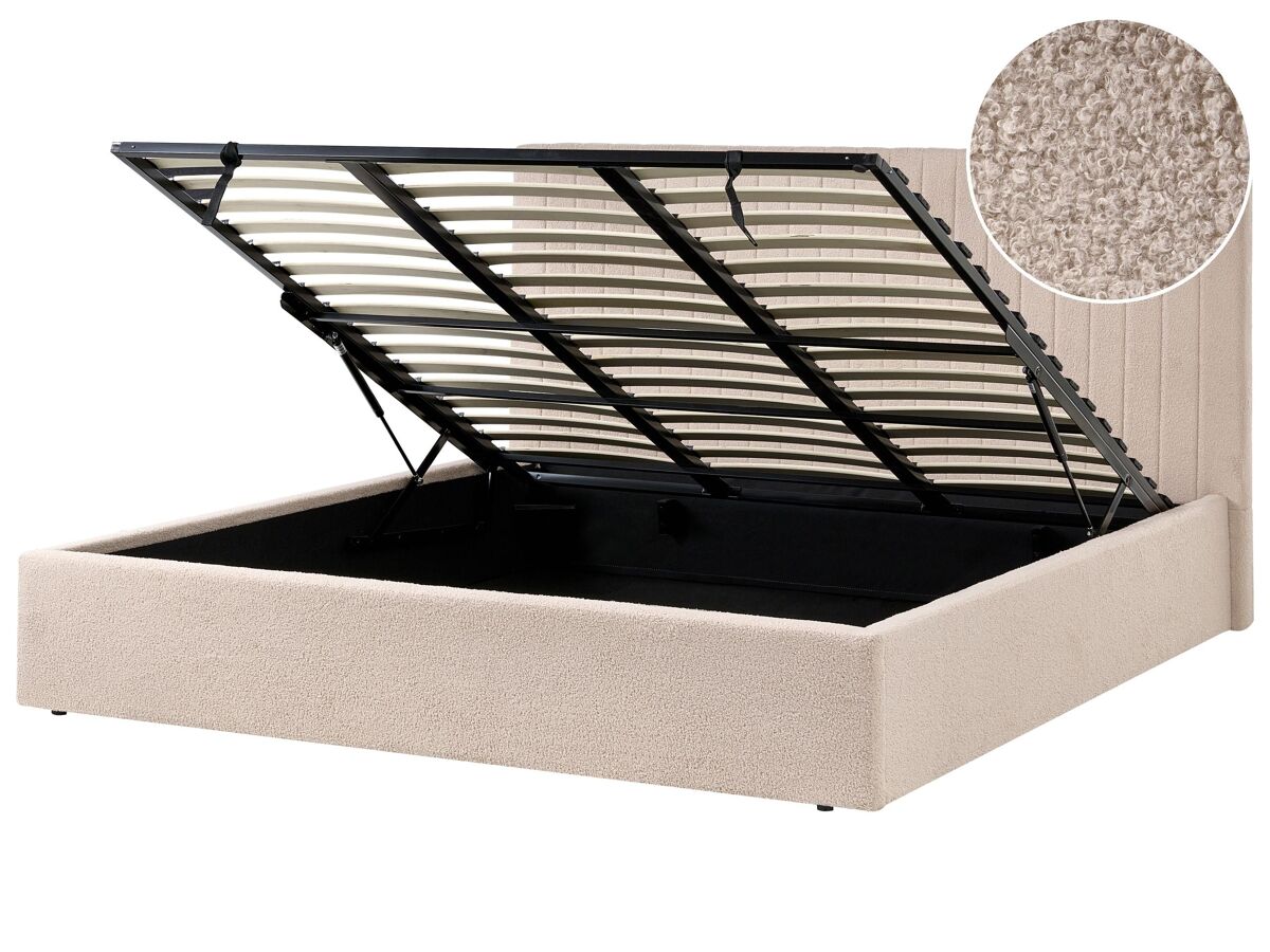 Beliani Cama con almacenaje Bouclé VION 197x216
