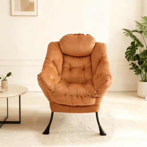 Poltrona com apoio para os pés - Relax, braços, bolso lateral, orelhas - Laranja