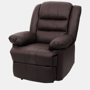 Poltrona de TV reclinável grande e confortável em couro marrom e PVC 101x87x100 cm 04_0006883