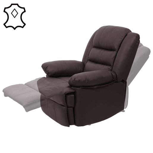 Poltrona de TV reclinável grande e confortável em couro marrom e PVC 101x87x100 cm 04_0006883