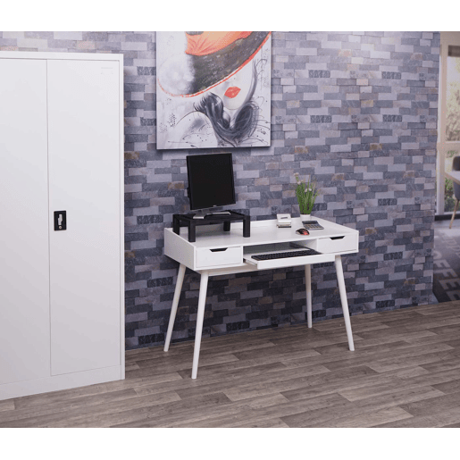 Escrivaninha com gavetas e compartimento de armazenamento MDF 120x55cm branca 04_0001405