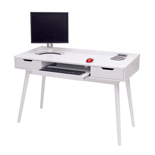 Escrivaninha com gavetas e compartimento de armazenamento MDF 120x55cm branca 04_0001405
