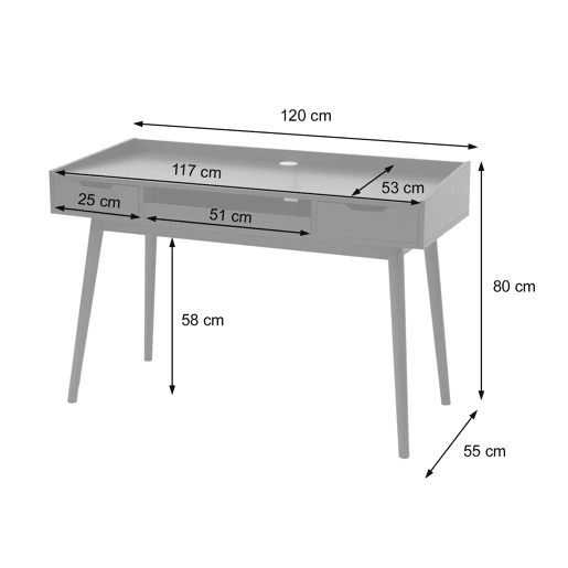 Escrivaninha com gavetas e compartimento de armazenamento MDF 120x55cm branca 04_0001405