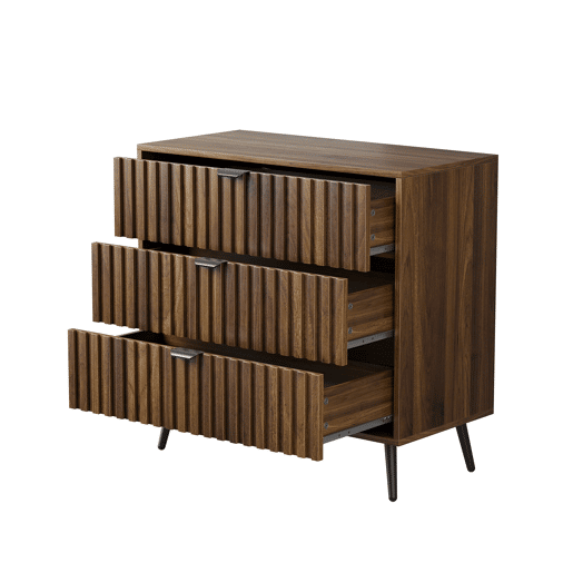 Cômoda com 3 gavetas - Moderna, armazenamento multifuncional - Nogueira Cômoda com 3 gavetas - Moderna, armazenamento multifuncional - Nogueira