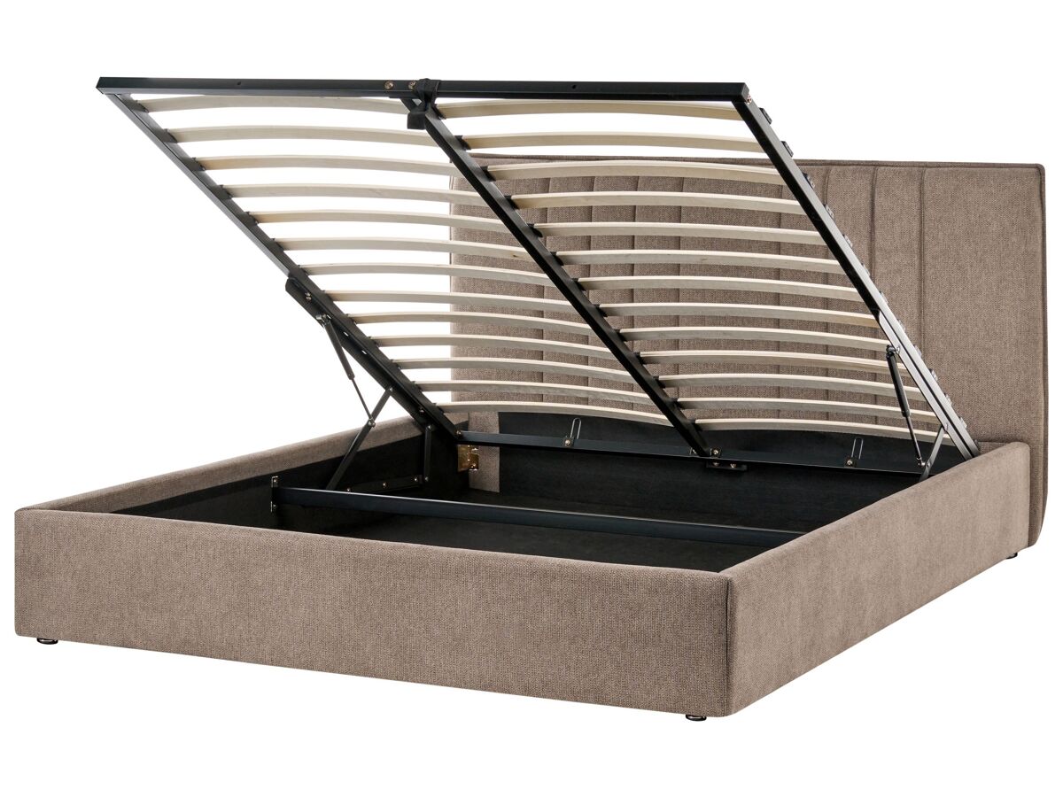 Beliani Cama matrimonial Tela Tarascon 178x214 Gris