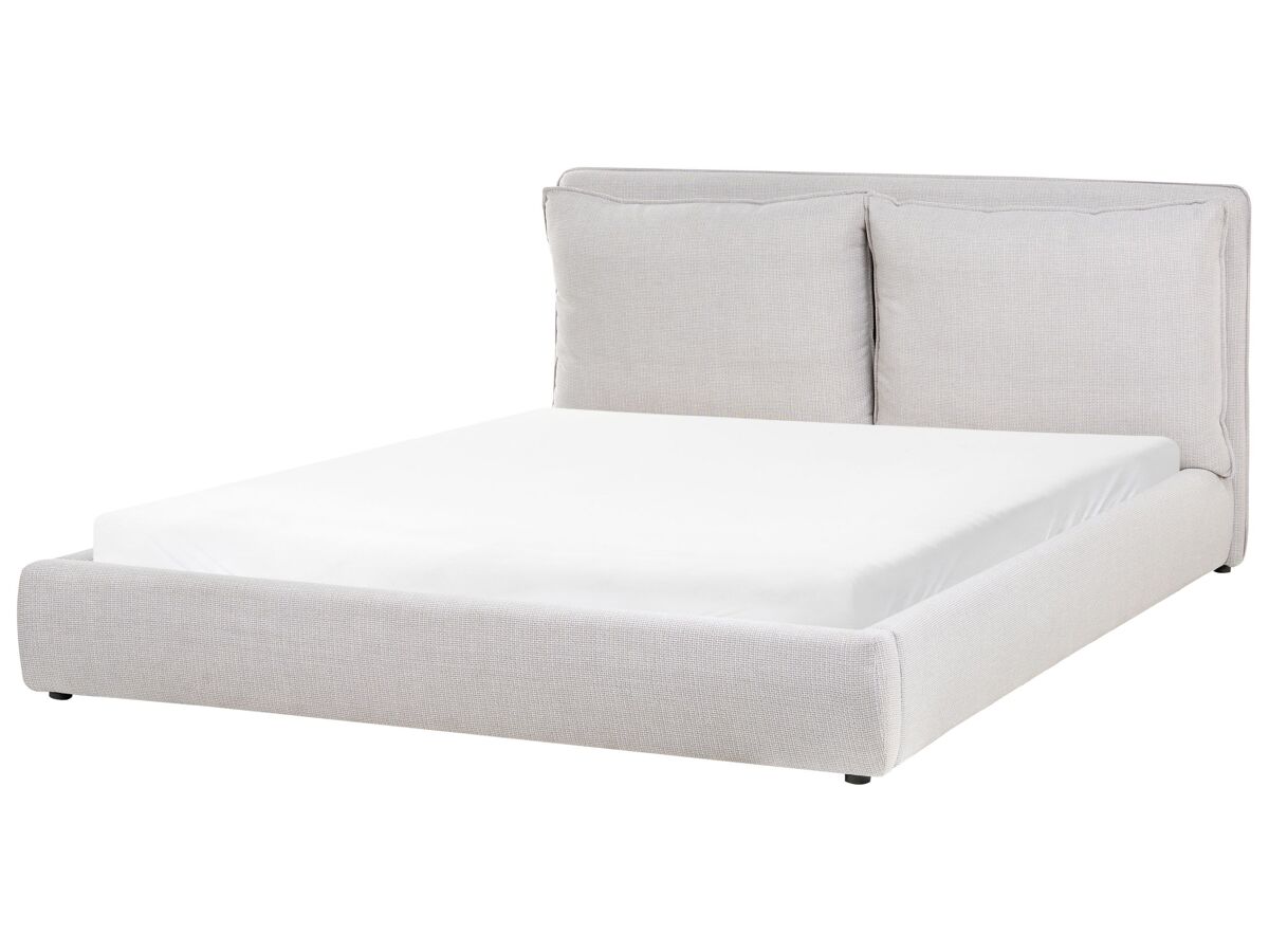 Beliani Cama de agua Tela Bajonna 200x235 Gris Claro