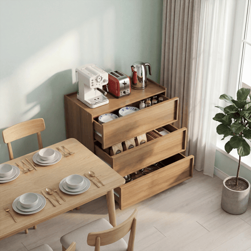 Cômoda com 3 gavetas - Móvel de arrumação moderno para sala, quarto e corredor - Carvalho