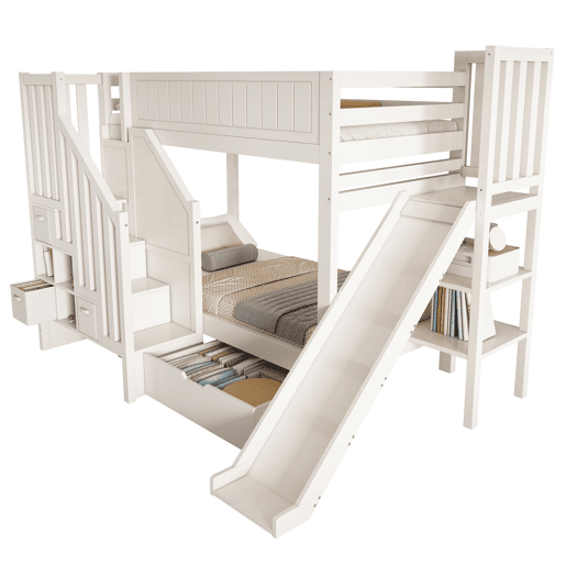 Beliche infantil 90x200 - com escorregador e arrumação - branco Beliche infantil 90x200 - com escorregador e arrumação - branco