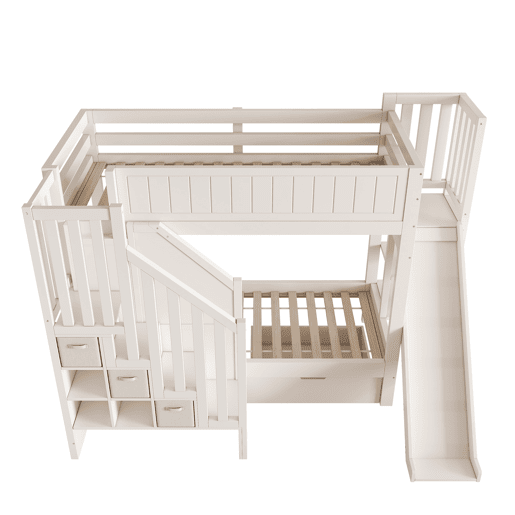 Beliche infantil 90x200 - com escorregador e arrumação - branco Beliche infantil 90x200 - com escorregador e arrumação - branco