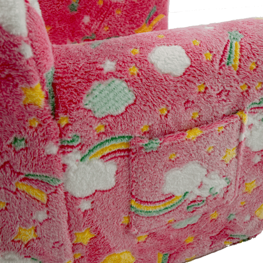 Sofá infantil pequeno - com alças e bolsos laterais, cadeira de espuma, rosa arco-íris