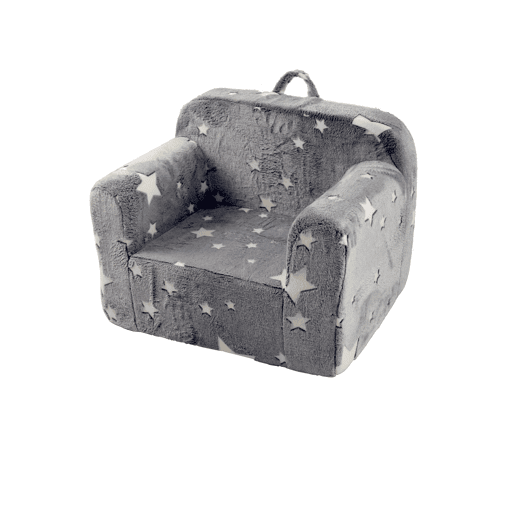 Sofá infantil - com alças e bolsos laterais, leve, cadeira de espuma - cinza