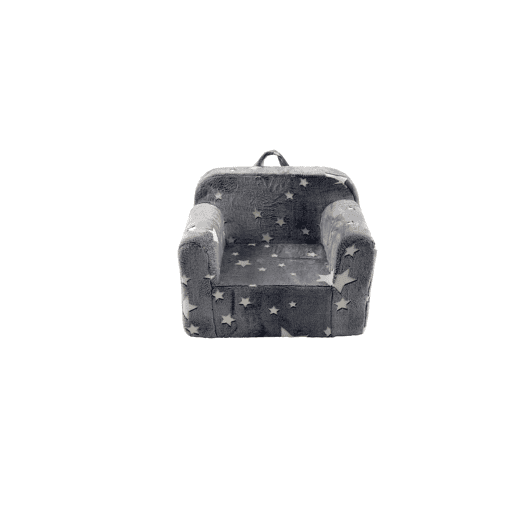 Sofá infantil - com alças e bolsos laterais, leve, cadeira de espuma - cinza