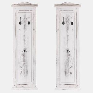 2 painéis de cabide de parede com 3 ganchos 109x28x4 cm em madeira branca com acabamento envelhecido 04_0007417